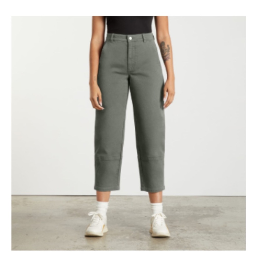 Everlane Utility Barrel Pants - Pewter Green, size 4